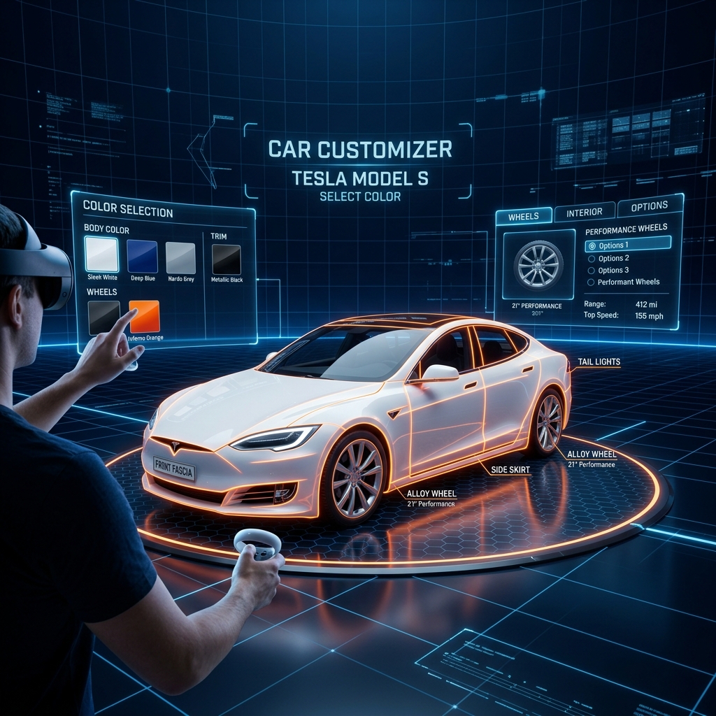 High tech 3D VR customizer screen